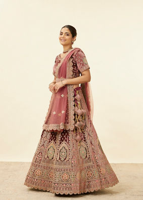 alt message - Mohey Women Deep Mahogany Brown Aari Embroidered Lehenga image number 2